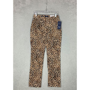Charter Club Jeans Womens 4 Leopard Print Straight Lexington Cotton Blend
